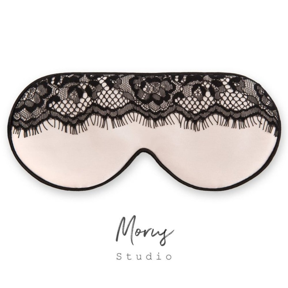 100% Mulberry Silk Sleep Mask, Light Pink Lace